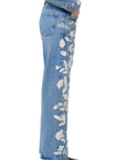 LINDZ EASY STRAIGHT W/ FLORAL EMBROIDERY