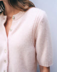 Cashmere Short Sleeve Cardigan by White + Warren, front view