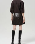 Soraya Leather Skirt by Citizens of Humanity in chocolate, styled view