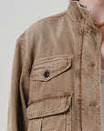 Funnel Collar Barn Jacket by Citizens of Humanity in tan, back view