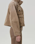 Funnel Collar Barn Jacket by Citizens of Humanity in tan, side view