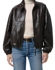 Barracuta Leather Bubble Jacket by Citizens of Humanity in chocolate, front view