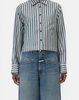 Cropped Classic Shirt by CLOSED in royal green, back view