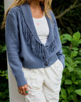 FRINGE SHAWL COLLAR LOVE CARDIGAN