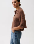 Nadya Polo Sweater by Pistola in Roche brown, back view