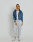 Everyday Fleece Sweatpant by R. Brooklyn in Heather Ash, detail view