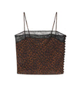 The Lace Inset Silk Cami by FRAME in dark leopard multi, front view