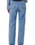LINDZ EASY STRAIGHT W/ FLORAL EMBROIDERY