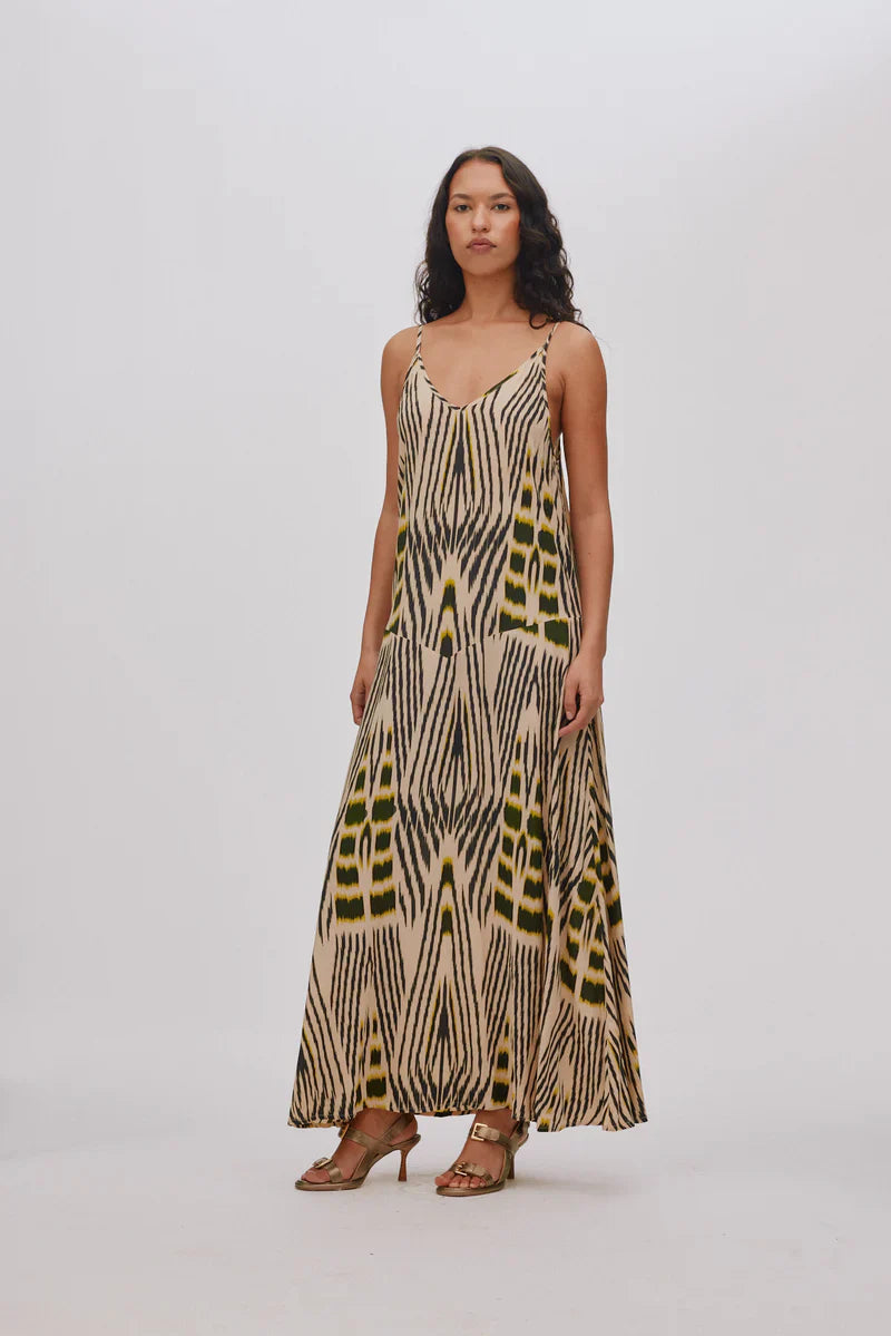 Annebeth Ikat V-Neck Dress by Rabens Saloner, detail
