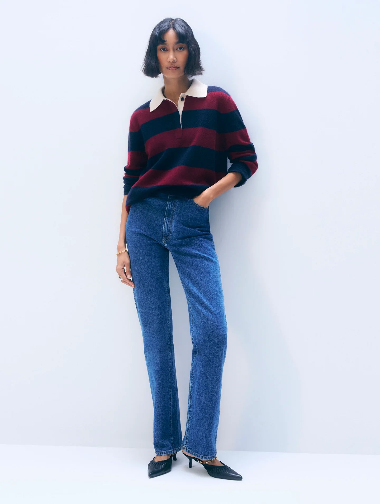CASHMERE RUGBY STRIPE POLO
