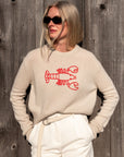 CASHMERE EMBROIDERED LOBSTER CREWNECK