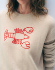 CASHMERE EMBROIDERED LOBSTER CREWNECK