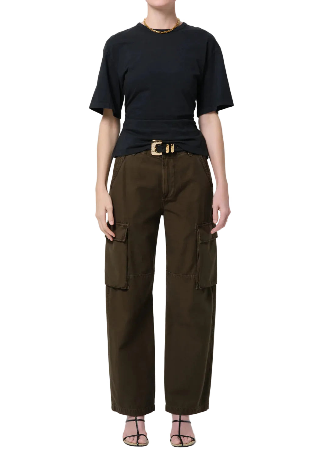 Esme Cargo Trouser by Citizens of Humanity in moss, back view