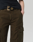 Esme Cargo Trouser by Citizens of Humanity in moss, detail view