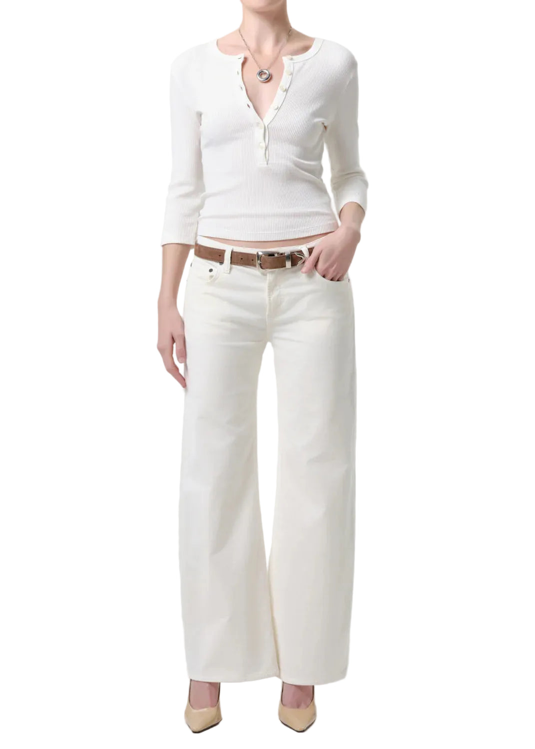 Nora Corduroy Trouser by Citizens of Humanity in pashmina, front view