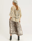 Vanessa Noir Midi Skirt by ME369 in black and white zebra and script print, detail view