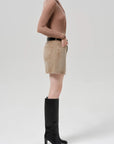 Ramona Mini Skirt by Citizens of Humanity in tan, side view