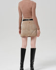 Ramona Mini Skirt by Citizens of Humanity in tan, detail view