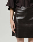 Soraya Leather Skirt by Citizens of Humanity in chocolate, back view