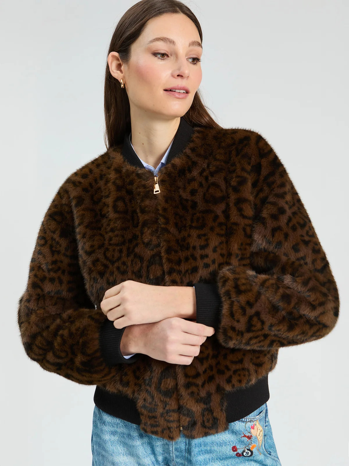 LEOPARD FUR BOMBER JACKET