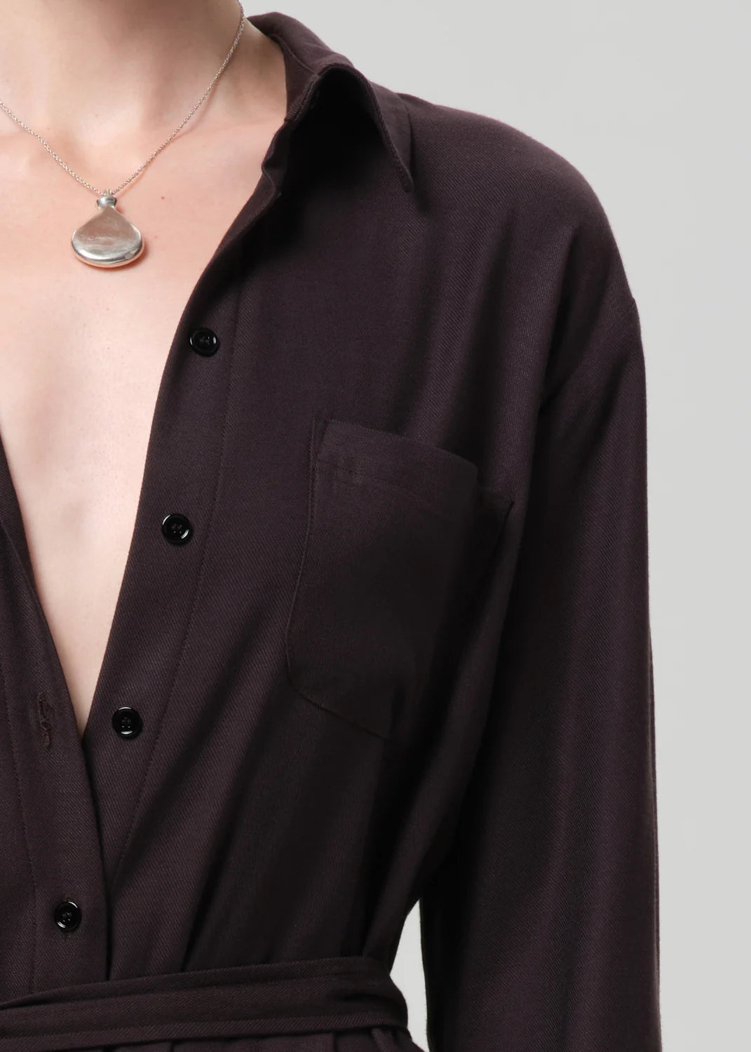 Camillia Shirt Dress by Citizens of Humanity in brown, side view