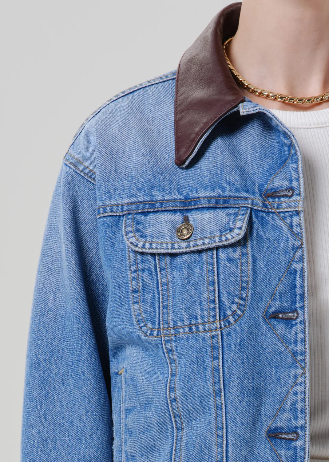 Skylar Denim Jacket by Citizens of Humanity in sunlit, back view