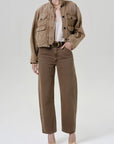 Funnel Collar Barn Jacket by Citizens of Humanity in tan, styled view