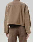 Funnel Collar Barn Jacket by Citizens of Humanity in tan, detail view