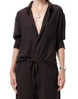Kayla Twill Shirt by Citizens of Humanity in brown, front view