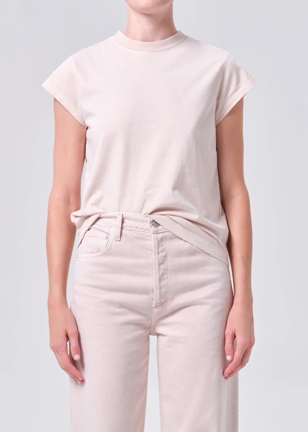 Long Line Bryce Cap Sleeve Tee by AGOLDE, close-up view