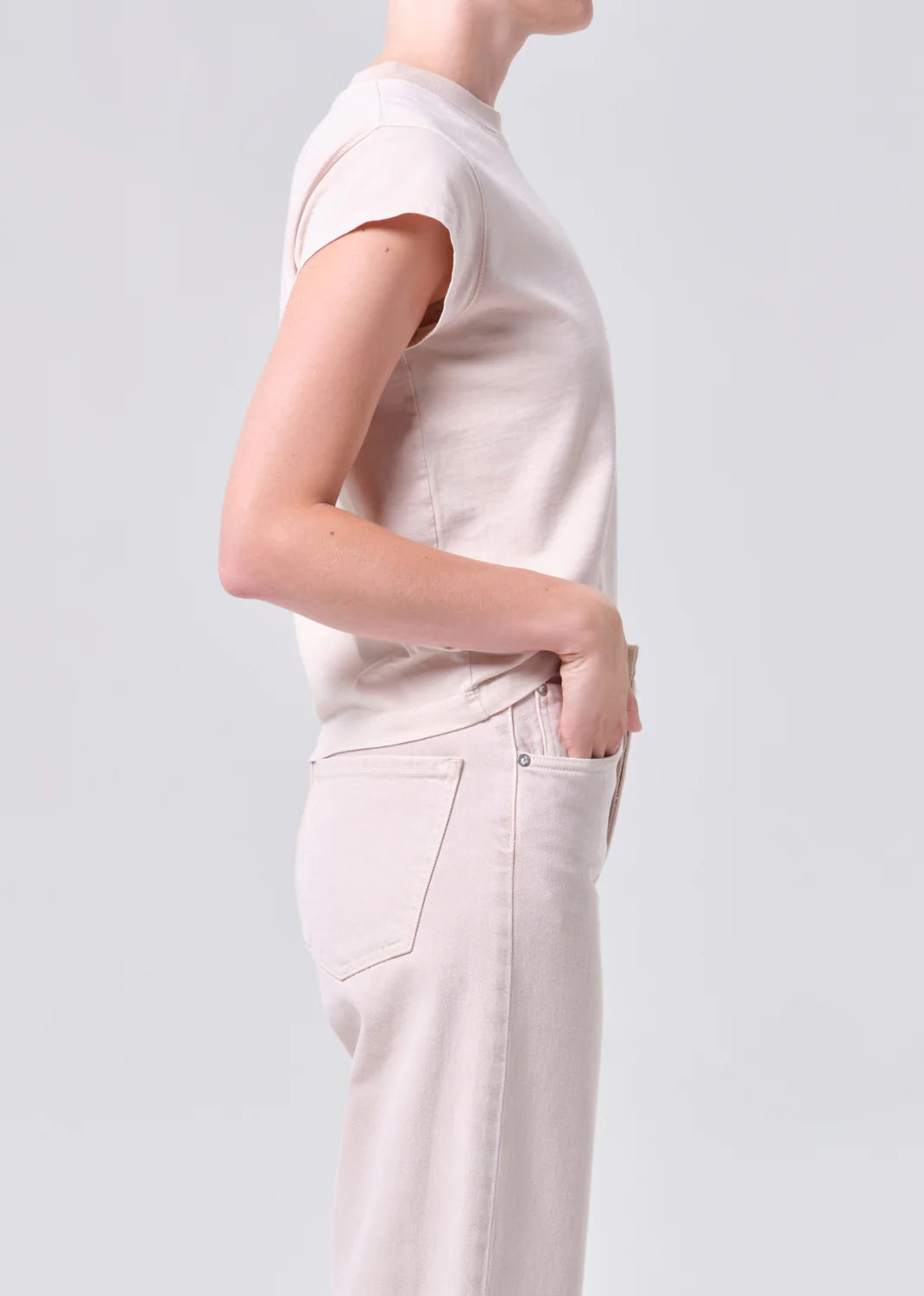 Long Line Bryce Cap Sleeve Tee by AGOLDE, fabric detail