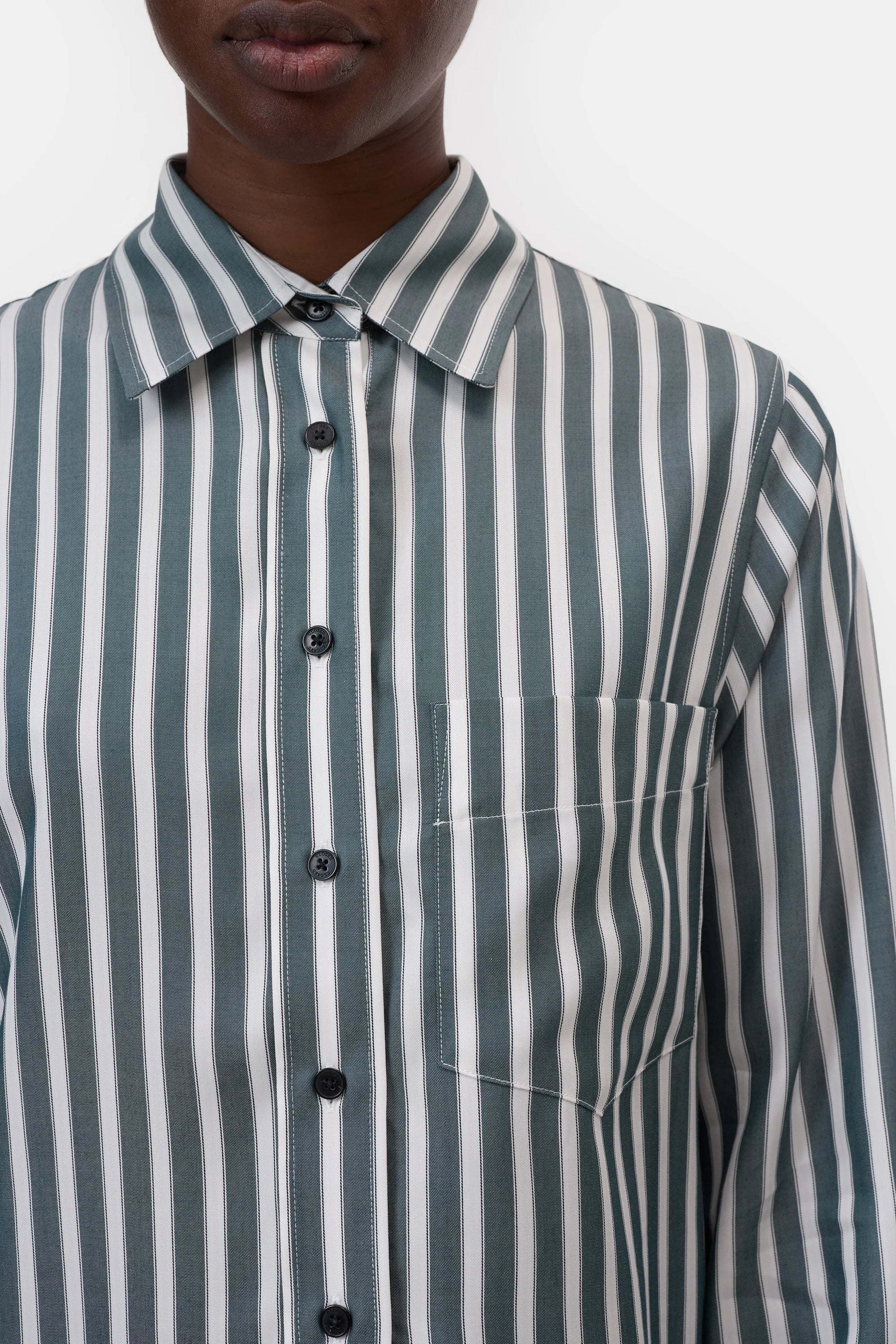 Cropped Classic Shirt by CLOSED in royal green, styled view