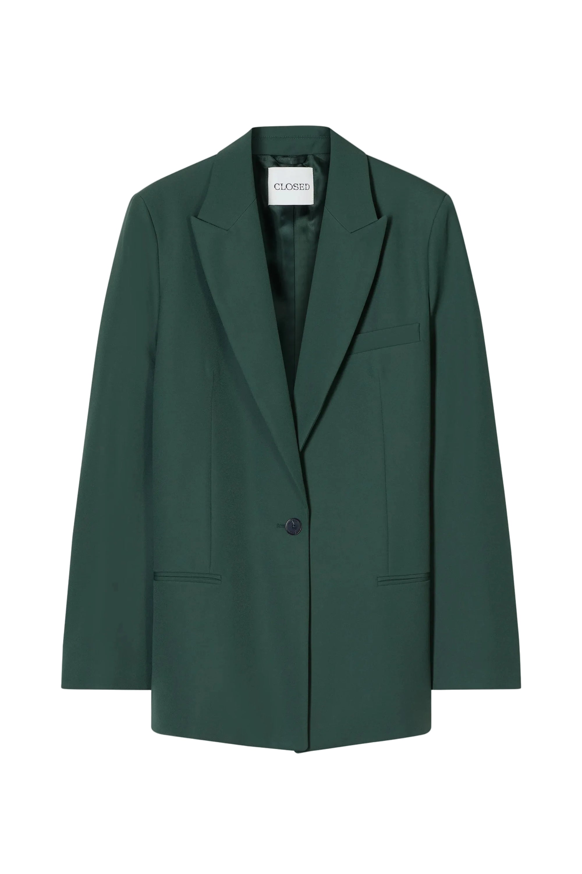 Contemporary Blazer by CLOSED in royal green, front view