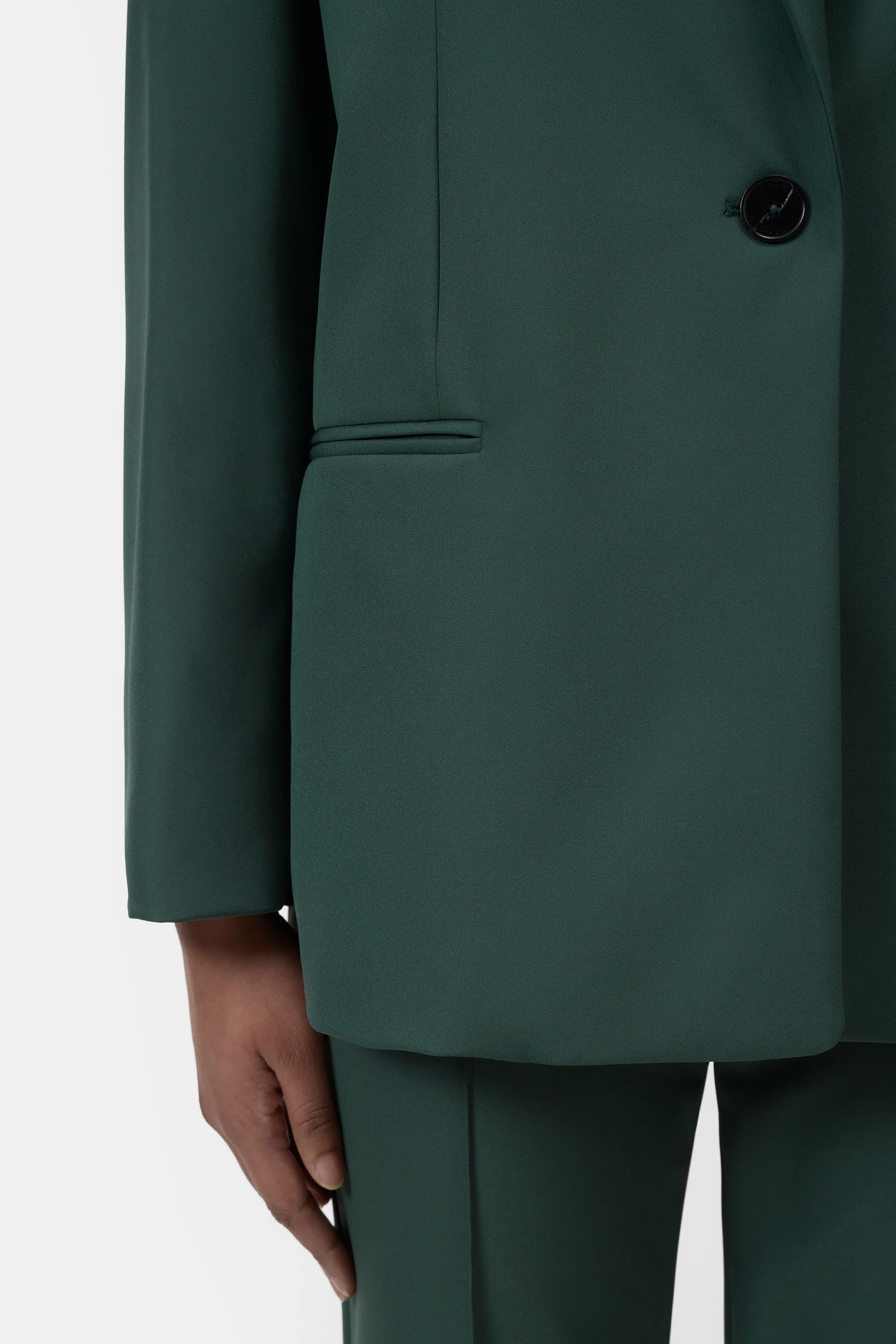 Contemporary Blazer by CLOSED in royal green, side view