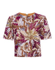 ABSTRACT FLORAL SEQUIN TOP