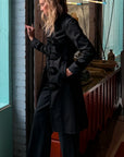 Military Car Coat by Le Superbe in washed black, detail view
