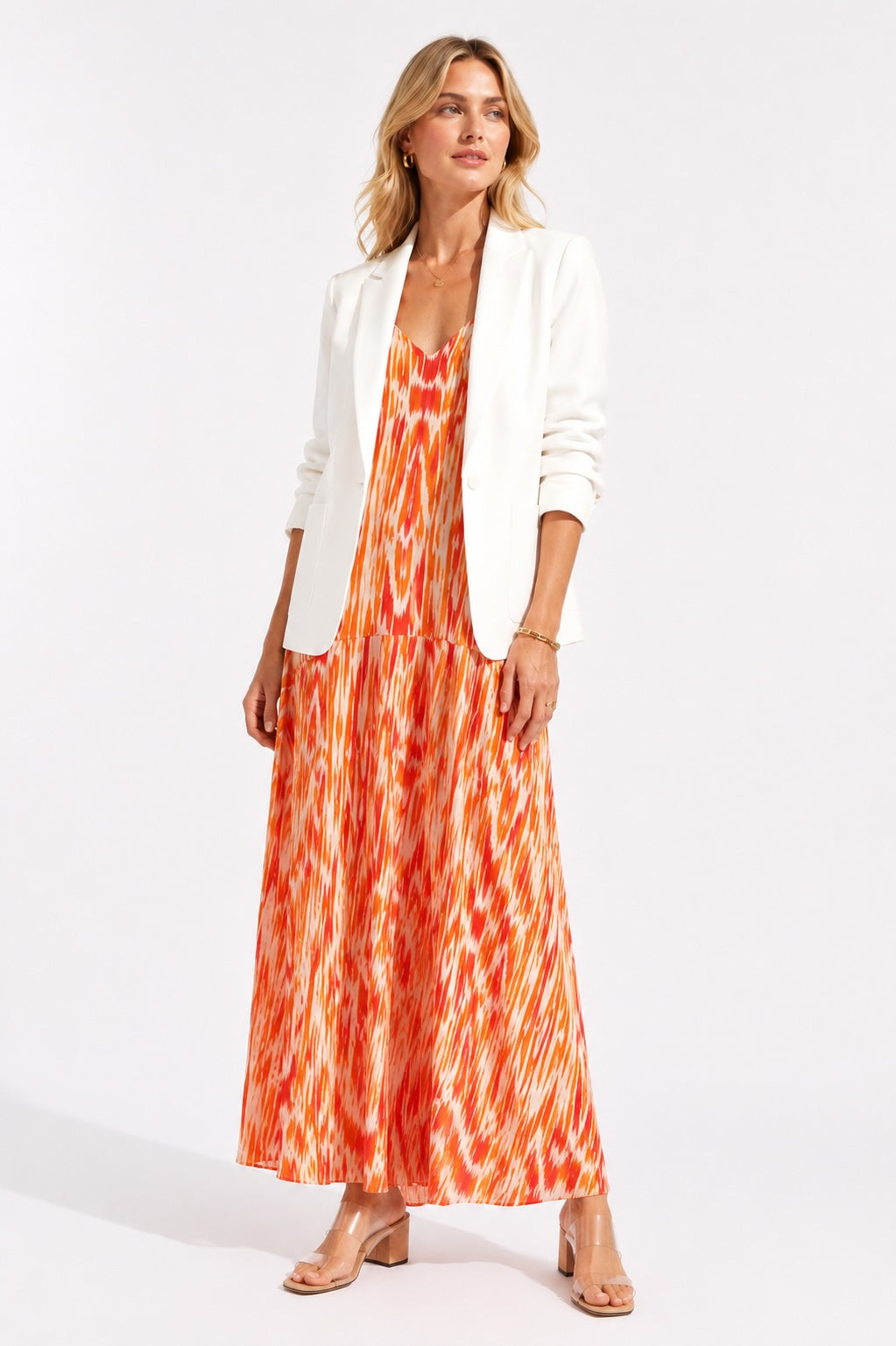 Annebeth Ikat V-Neck Dress by Rabens Saloner, styled view
