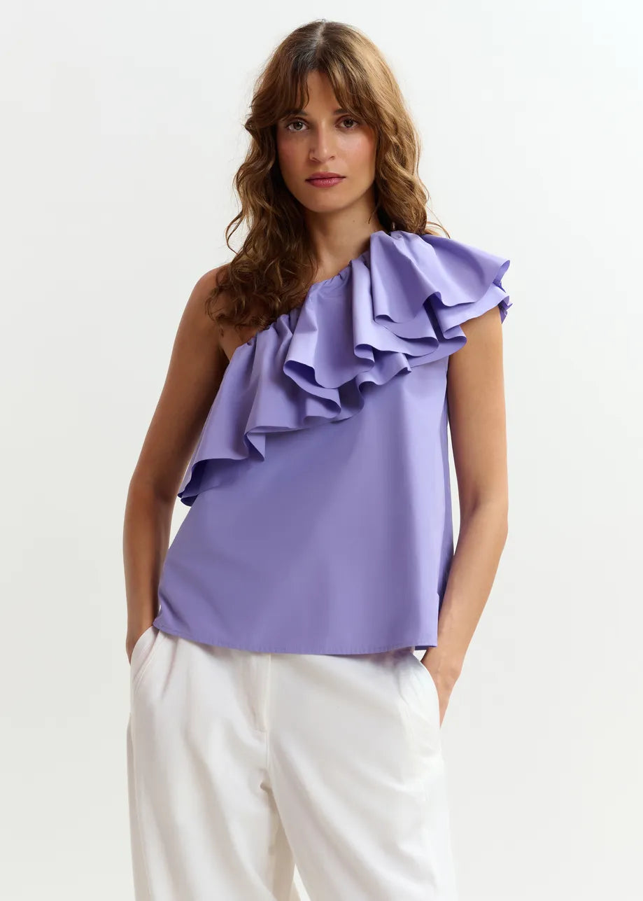 JILLIAN ASYMMETRIC RUFFLE TOP