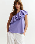 JILLIAN ASYMMETRIC RUFFLE TOP
