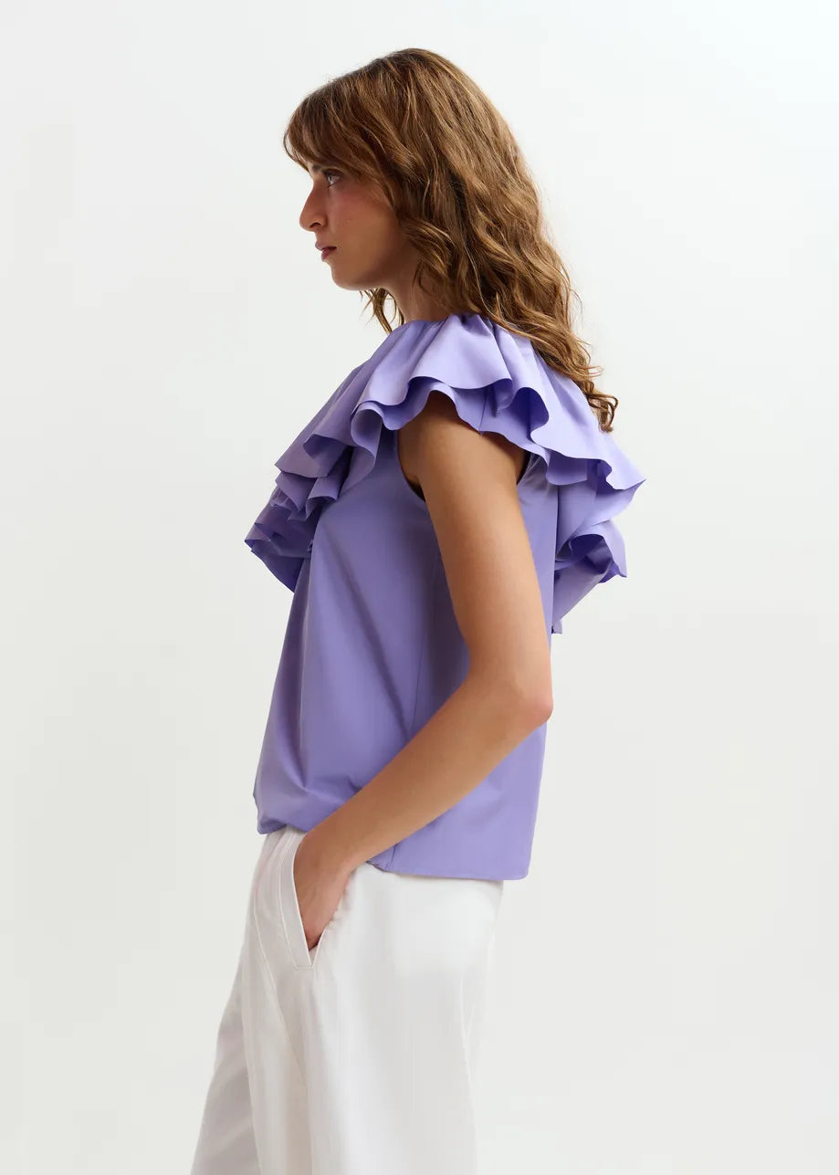 JILLIAN ASYMMETRIC RUFFLE TOP