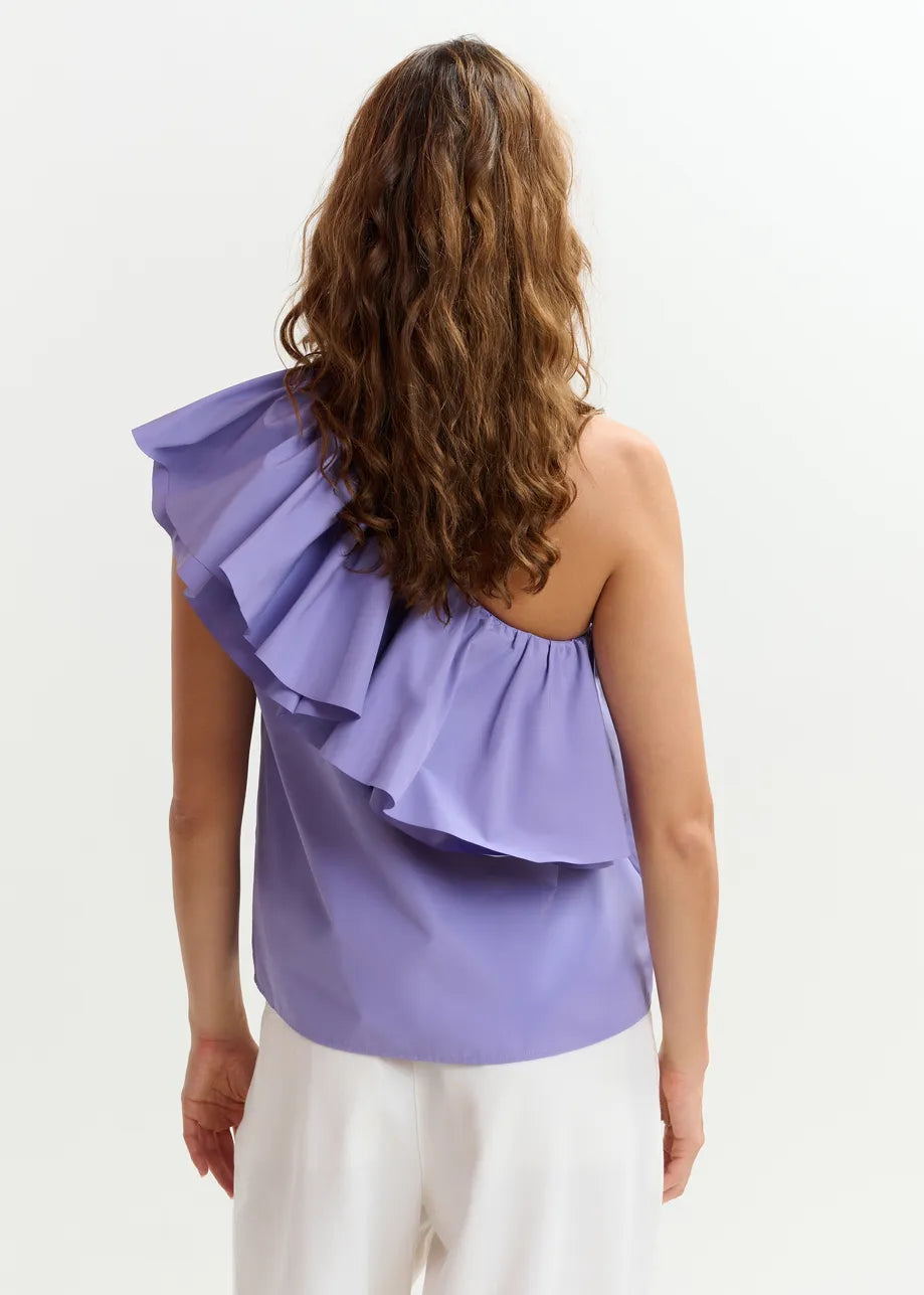 JILLIAN ASYMMETRIC RUFFLE TOP
