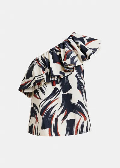 JILLIAN ASYMMETRIC RUFFLE TOP