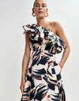 JILLIAN ASYMMETRIC RUFFLE TOP