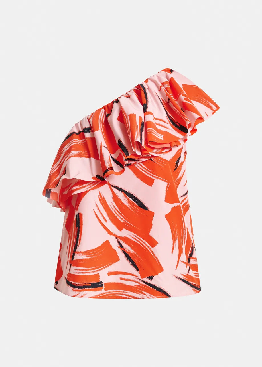 JILLIAN ASYMMETRIC RUFFLE TOP