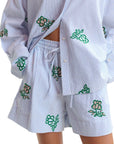 JUSTE EMBROIDERED MINI SHORTS