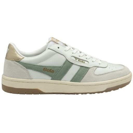 Hawk Sneakers by Gola in white and green mist, front view