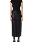 Hikson Leather Skirt by AGOLDE, front view