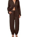 Kayla Twill Shirt by Citizens of Humanity in brown, styled view