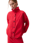 Liberty Funnel Neck Jacket by Pistola in Negroni red, front view