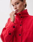 Liberty Funnel Neck Jacket by Pistola in Negroni red, back view